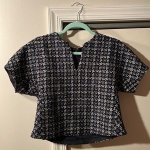 J Crew navy tweed top
